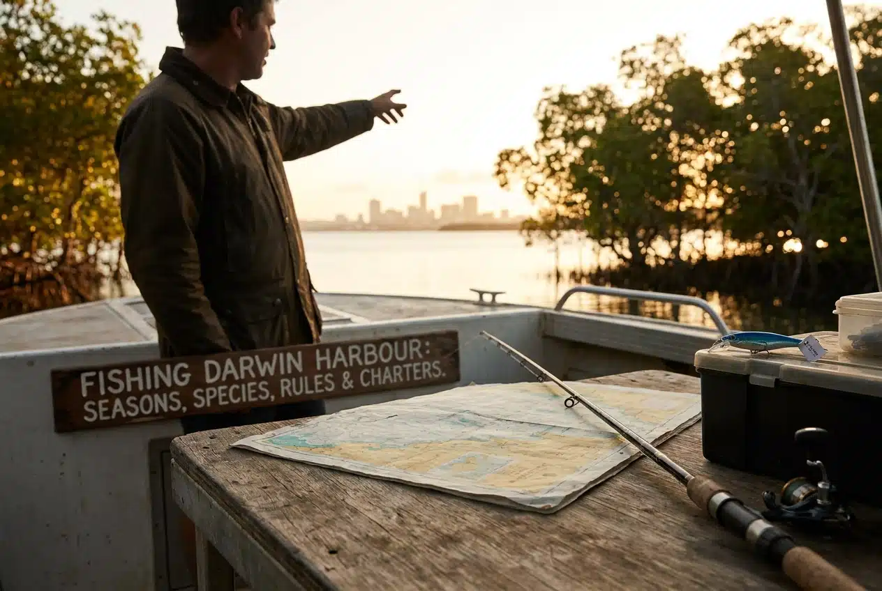 Professional header image for informative article: Fishing Darwin Harbour: Seasons, Species, Rules & Charters